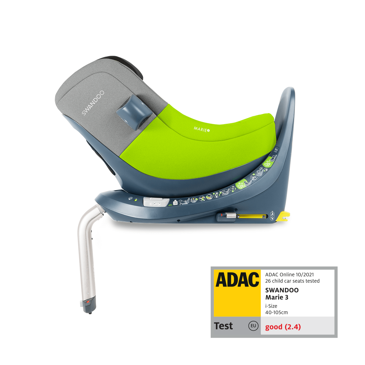 02_swandoo_Marie-3_sideview_sesame-lime_EN Silla Marie 3 Grupo 0-1 Lime Sesame Grey - Imagen 1