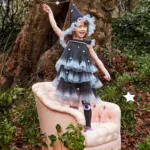 Disfraz de bruja en organza con sómbrero y varita - Imagen 3