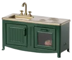 Cocina en miniatura metálica verde