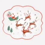 Platos trineo, Papá Noel y renos  x 8