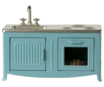Cocina en miniatura metálica azul
