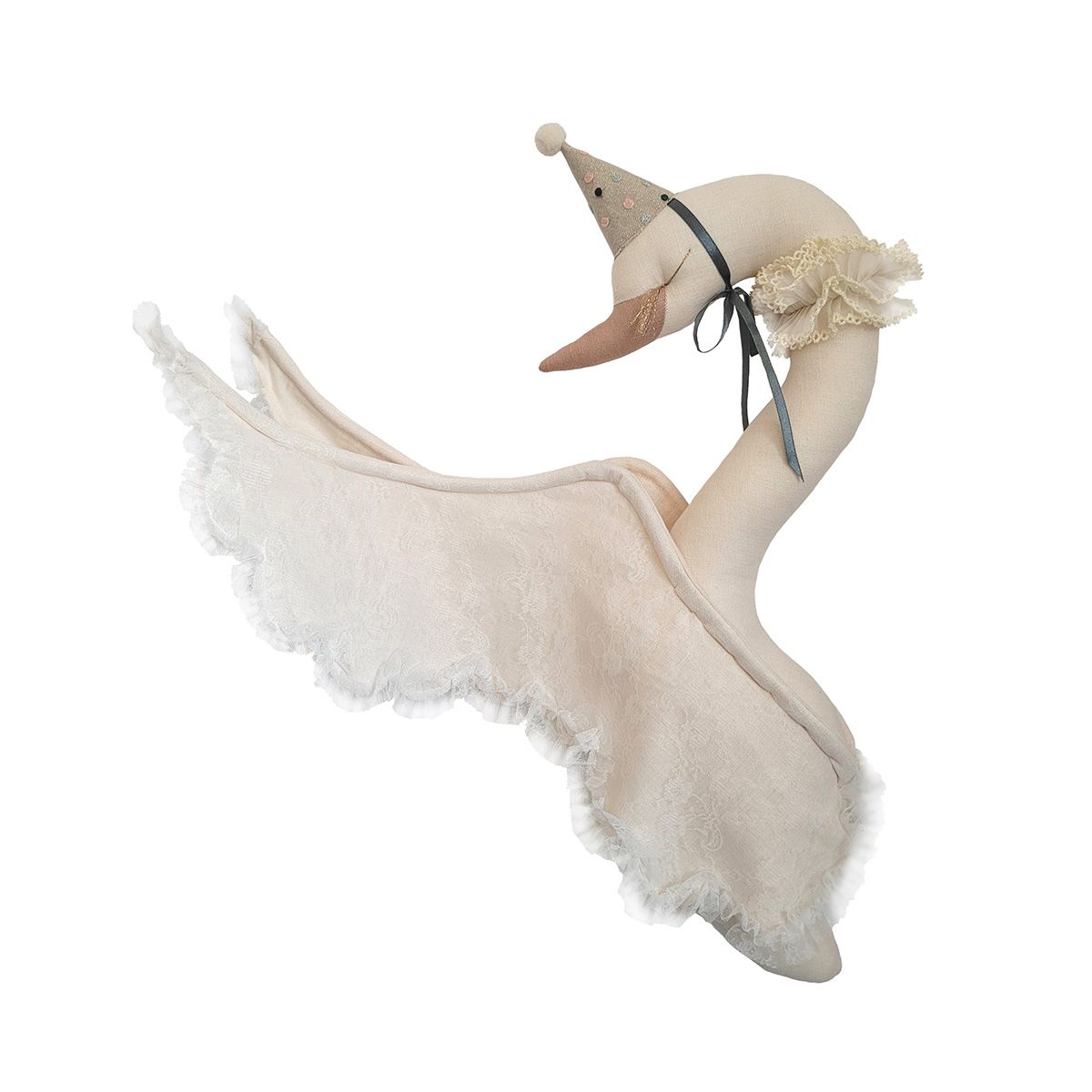 20230408_105500 (1) Cisne de lino beige claro con encaje en el gorrito - Imagen 1