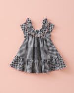 Vestido bordado vichy negro
