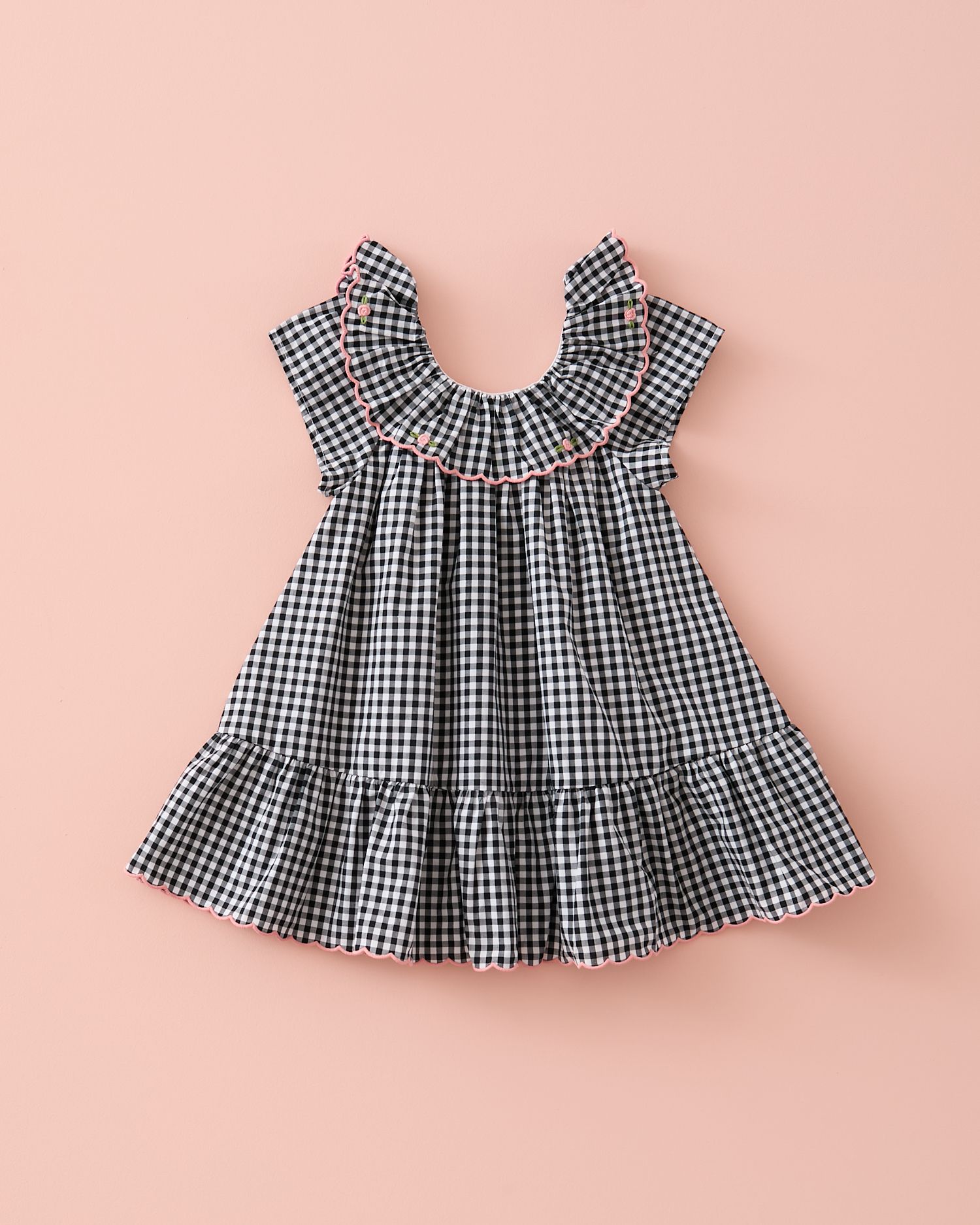 MC-SS26- 212 Vestido bordado vichy negro - Imagen 1